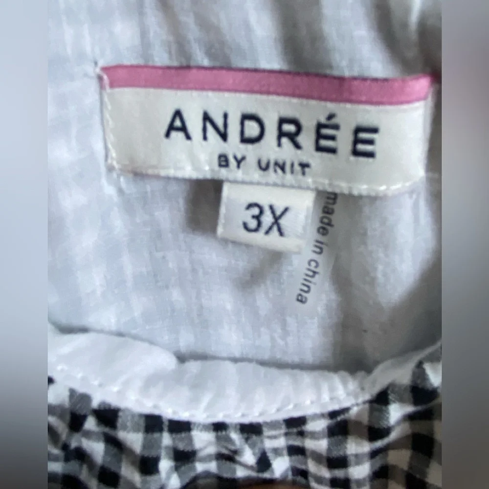 Andree By Unit Dress Size 3X Black White‎ Gingham Ruffle Above Knee Tie Waist